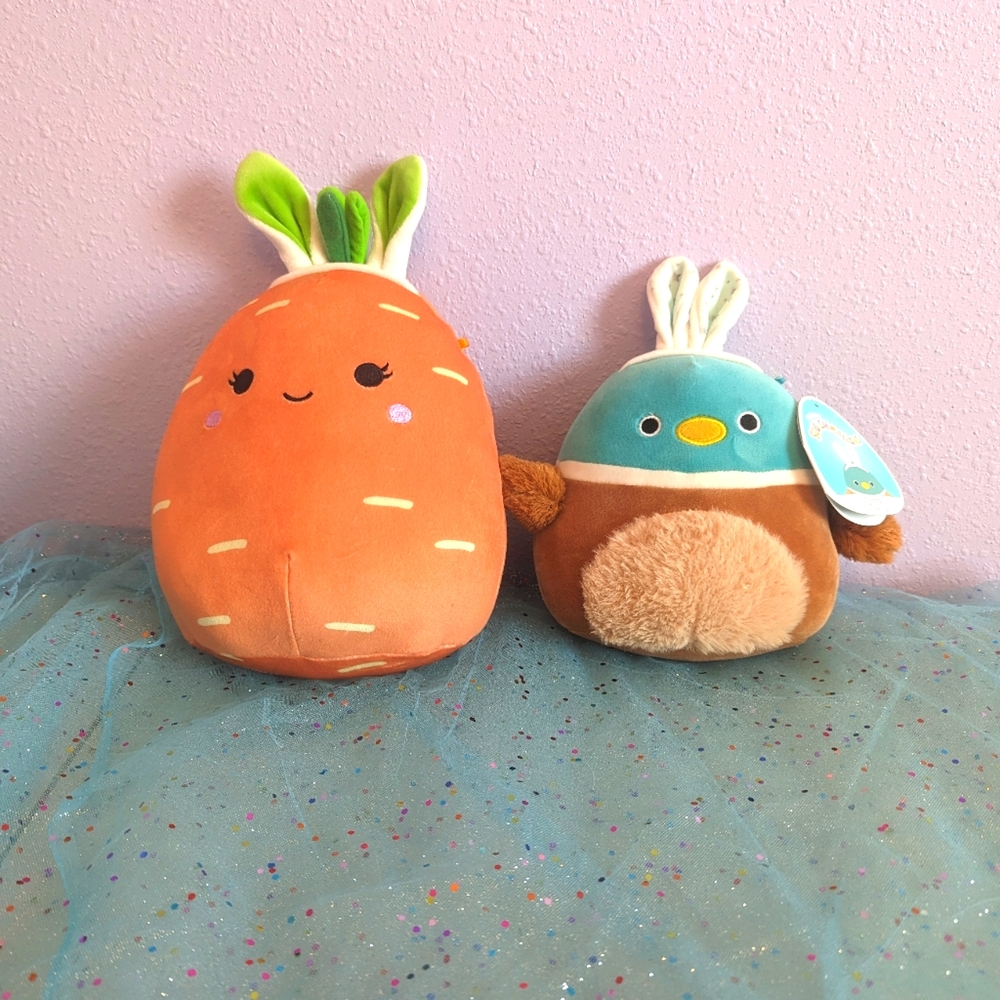 Squishmallows Spring bundle (Aldi's Easter Daska duck and Caroleena carrot)